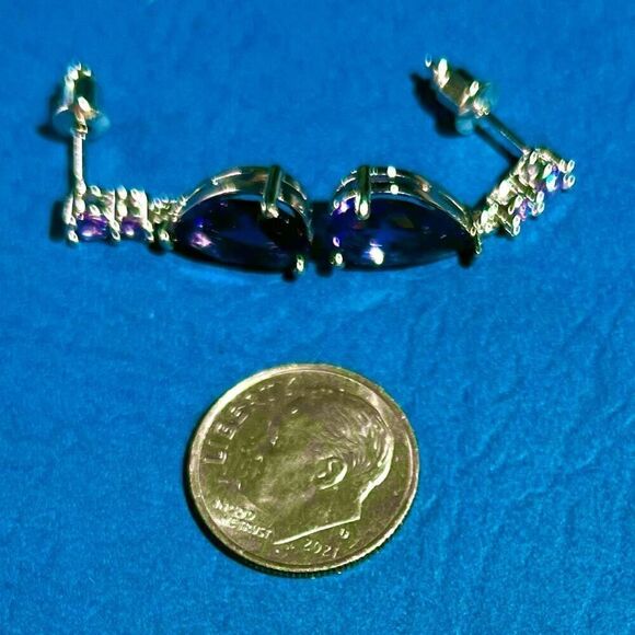 AYH2 Lovely Amethyst Teardrop Zircon Stud Earrings - Picture 14 of 15